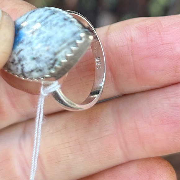 925 Silver Artisan Azurite In Quartz Ring SZ 9.5 - Picture 3 of 6